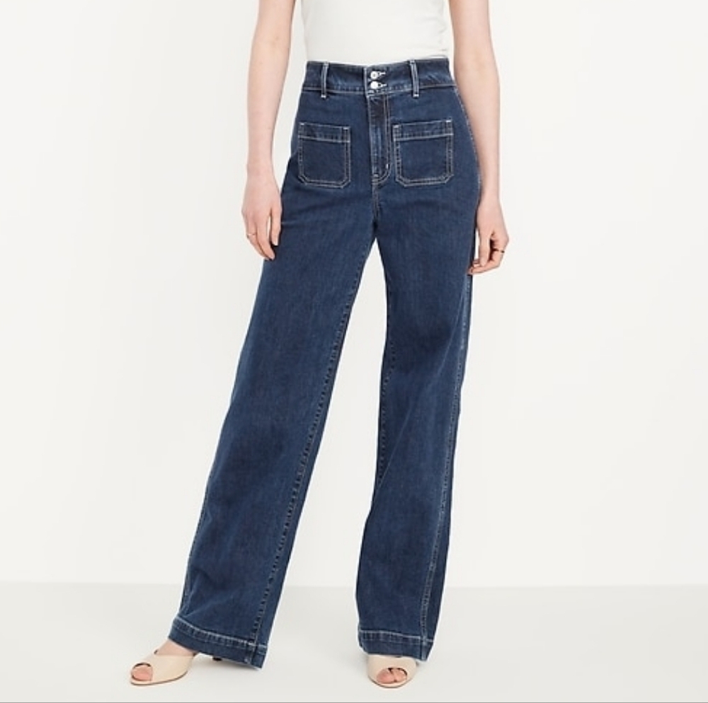 Old Navy Extra High Waisted Mariner Wide Leg Jeans - Marisol Medium Wash